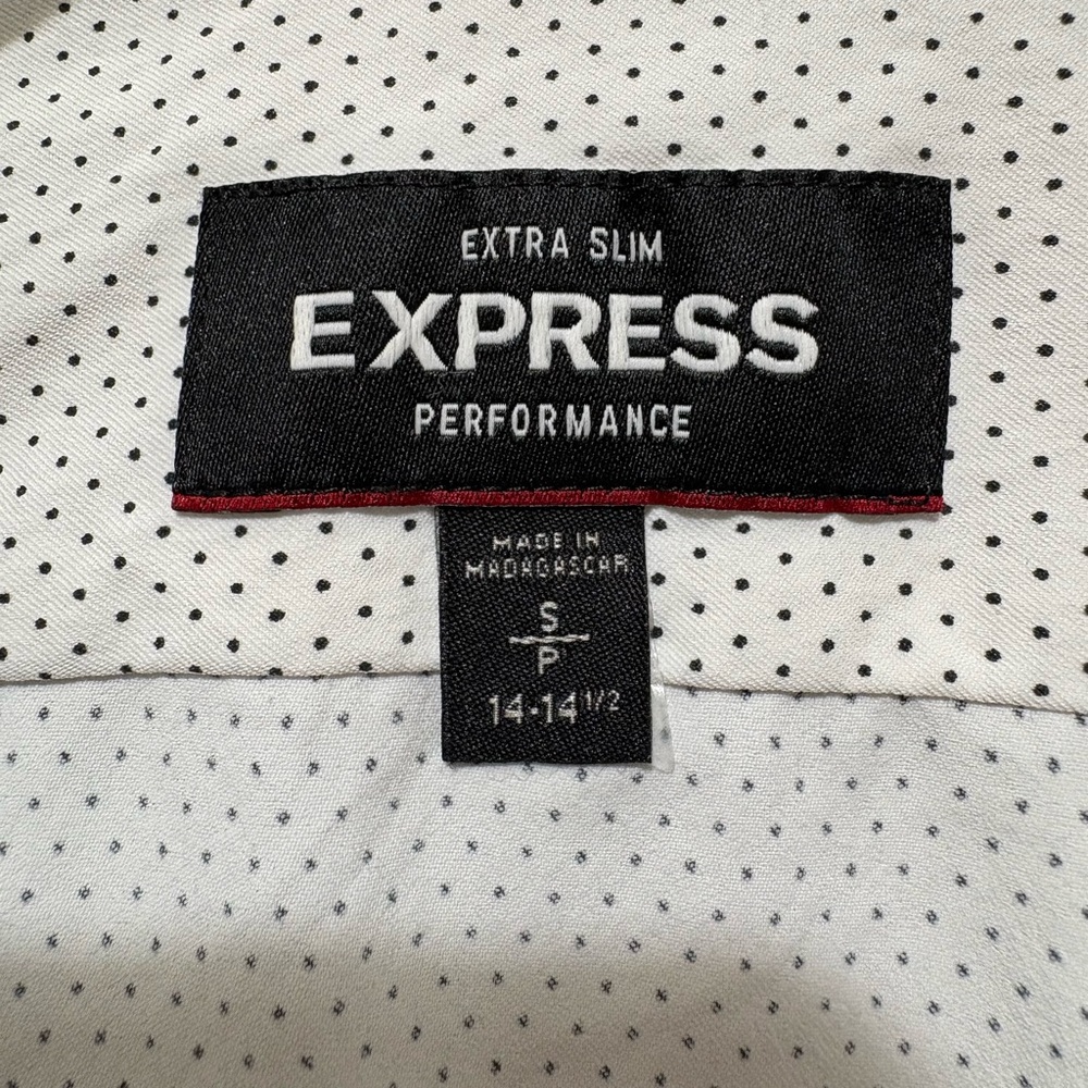Express White Microdot Long-Sleeve Button-Down Sh… - image 2